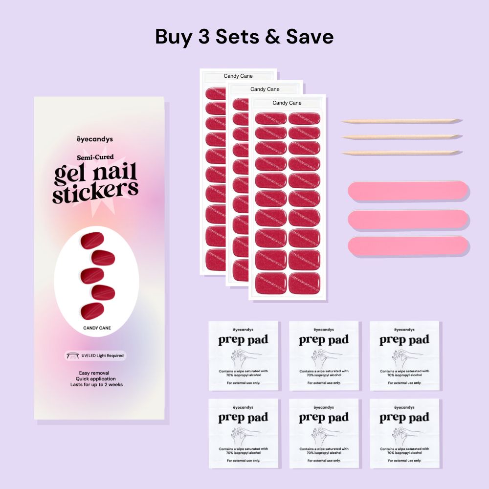 Candy Cane Cat Eye Gel Nail Sticker Set