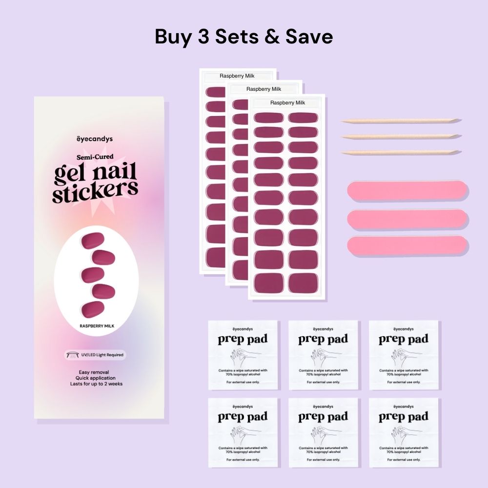 Raspberry Milk Gel Nail Sticker Set