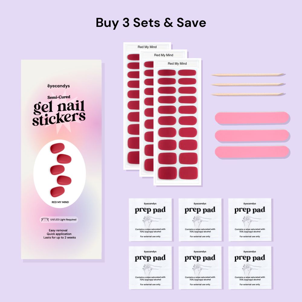 Red My Mind Gel Nail Sticker Set